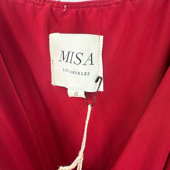 Misa Los Angeles Domino Front Twist Draped Maxi Dress V Neck Red Size Small NWT - Picture 13 of 13